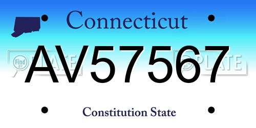 AV57567 Connecticut License Plate