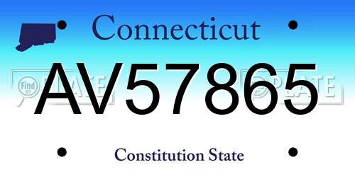 AV57865 Connecticut License Plate