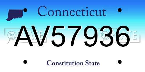 AV57936 Connecticut License Plate