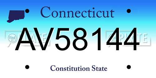 AV58144 Connecticut License Plate