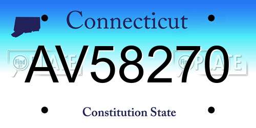AV58270 Connecticut License Plate