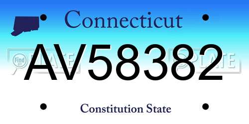 AV58382 Connecticut License Plate