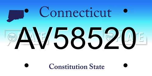 AV58520 Connecticut License Plate