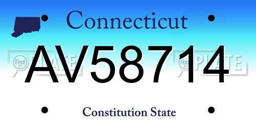 AV58714 Connecticut License Plate