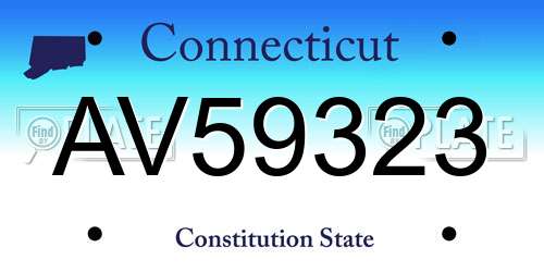 AV59323 Connecticut License Plate