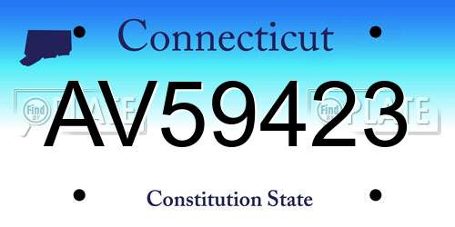 AV59423 Connecticut License Plate