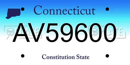 AV59600 Connecticut License Plate