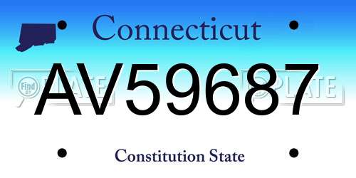 AV59687 Connecticut License Plate