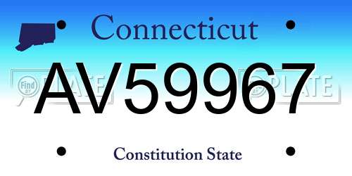 AV59967 Connecticut License Plate