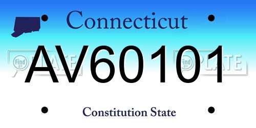 AV60101 Connecticut License Plate