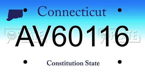 AV60116 Connecticut License Plate