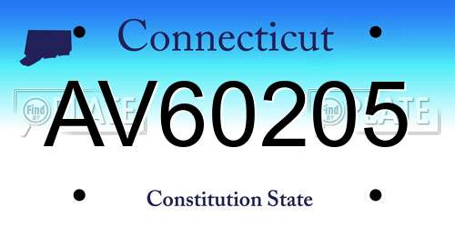 AV60205 Connecticut License Plate
