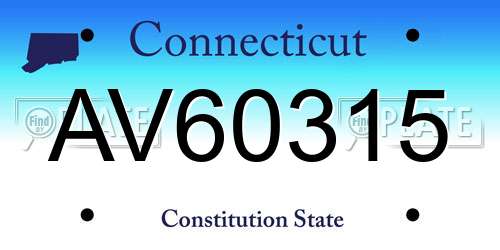 AV60315 Connecticut License Plate