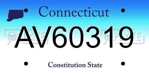 AV60319 Connecticut License Plate