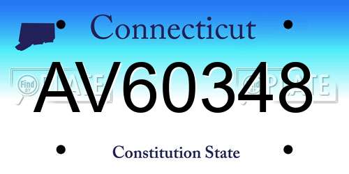 AV60348 Connecticut License Plate