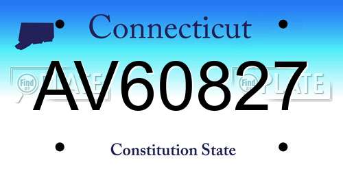 AV60827 Connecticut License Plate