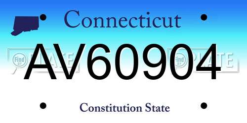 AV60904 Connecticut License Plate