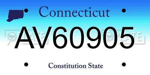 AV60905 Connecticut License Plate