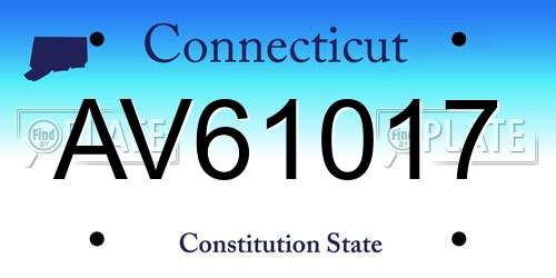 AV61017 Connecticut License Plate