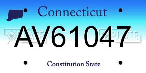 AV61047 Connecticut License Plate