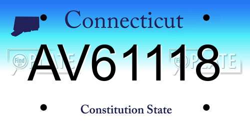 AV61118 Connecticut License Plate