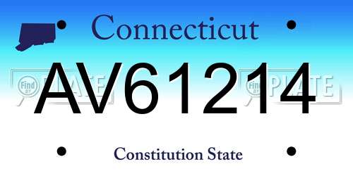 AV61214 Connecticut License Plate