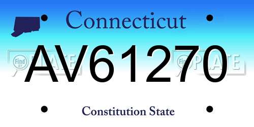 AV61270 Connecticut License Plate