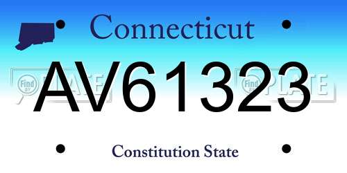 AV61323 Connecticut License Plate