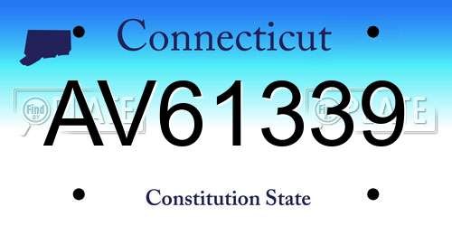 AV61339 Connecticut License Plate