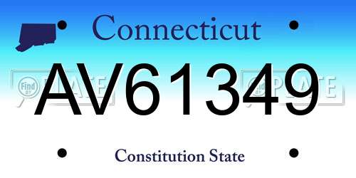 AV61349 Connecticut License Plate
