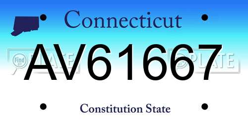 AV61667 Connecticut License Plate