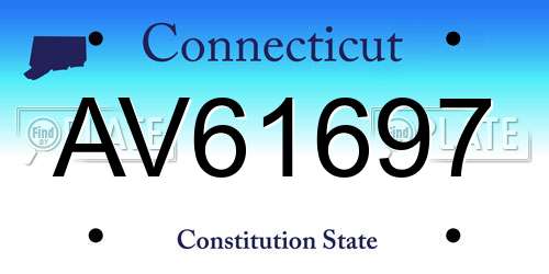 AV61697 Connecticut License Plate