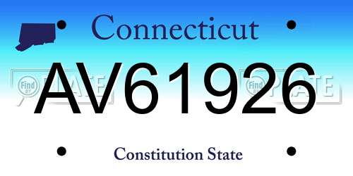 AV61926 Connecticut License Plate