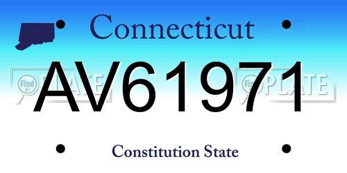 AV61971 Connecticut License Plate