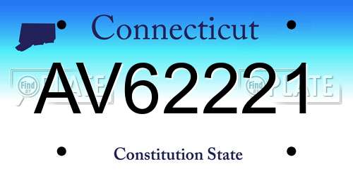 AV62221 Connecticut License Plate