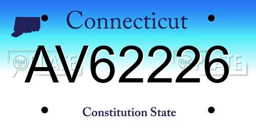 AV62226 Connecticut License Plate