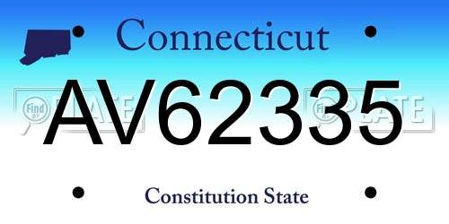AV62335 Connecticut License Plate