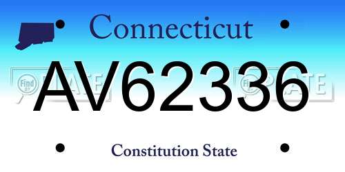 AV62336 Connecticut License Plate