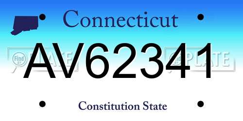 AV62341 Connecticut License Plate