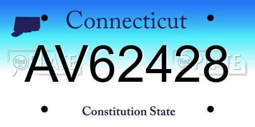 AV62428 Connecticut License Plate