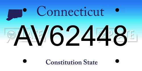 AV62448 Connecticut License Plate