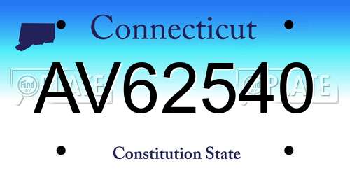 AV62540 Connecticut License Plate
