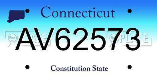 AV62573 Connecticut License Plate