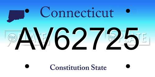 AV62725 Connecticut License Plate