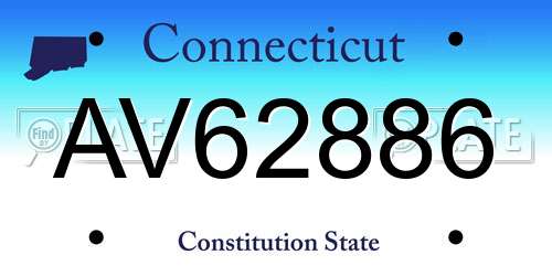 AV62886 Connecticut License Plate