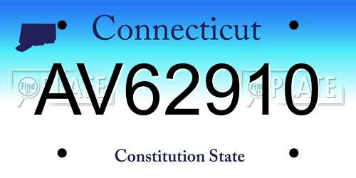 AV62910 Connecticut License Plate