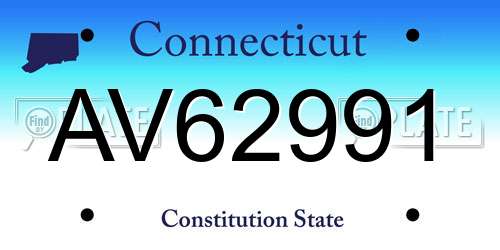 AV62991 Connecticut License Plate