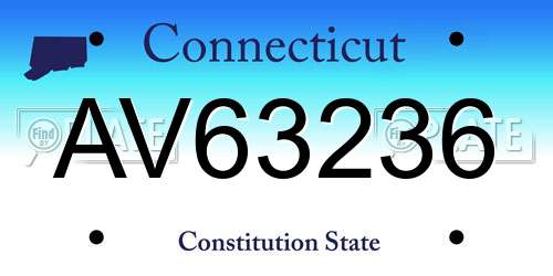 AV63236 Connecticut License Plate