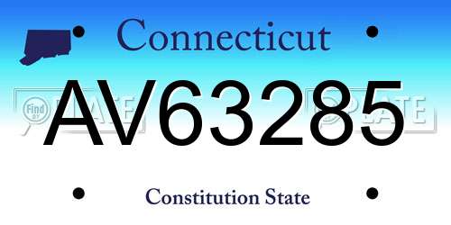 AV63285 Connecticut License Plate