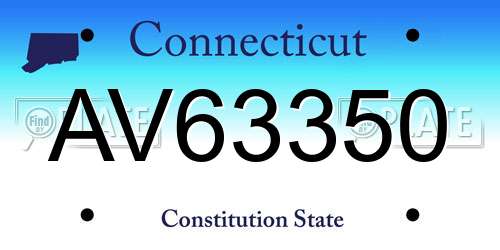 AV63350 Connecticut License Plate